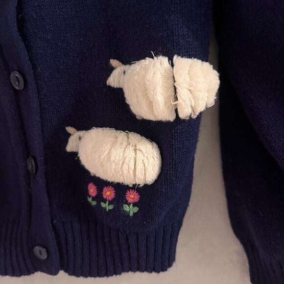 Little Bo peep navy blue 3 d girls button up cardigan sweater size small - Picture 2 of 6